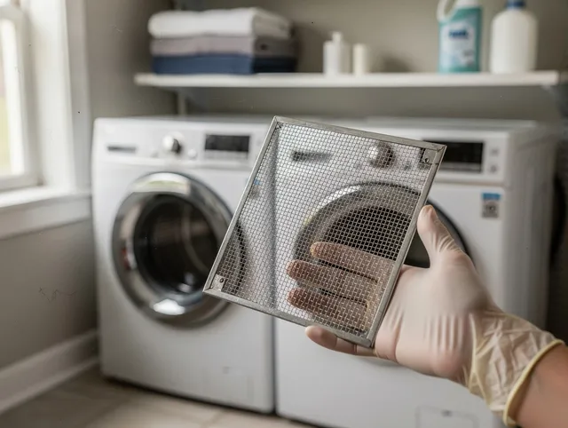 Hawaiian Gardens Dryer Vent Cleaning specialist performing detailed lint trap cleaning service in Hawaiian Gardens
