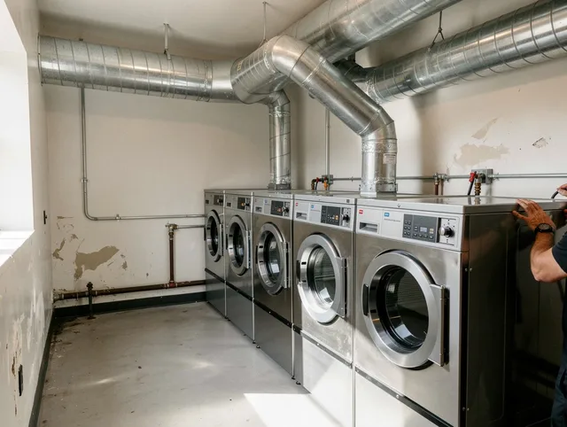 Hawaiian Gardens Dryer Vent Cleaning team performing large-scale commercial dryer vent cleaning in Hawaiian Gardens