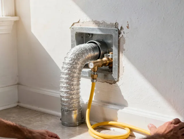 Hawaiian Gardens Dryer Vent Cleaning certified technician performing specialized gas dryer vent cleaning in Hawaiian Gardens